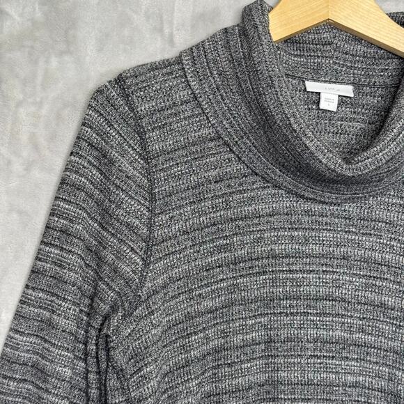 J. Jill Sweater Womens Large Black White Marled Cowl Neck Ruched Pull String - Picture 4 of 11